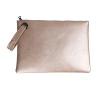 Zoonai Pochette da donna, con cinturino da polso, da sera, grandi dimensioni, in pelle dorato Taglia unica