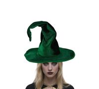 Zoonlinpp Cappello da strega a tesa larga per Halloween, decorazione per donne e adulti, accessorio per feste in maschera Cosolay (verde)