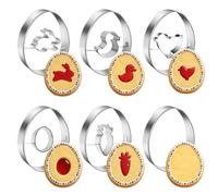 Zoonvii Pasqua Formine Biscotti, 6 Pezzi Stampi Biscotti a Tema Pasquale, Tagliabiscotti di Pasqua, Stampi Taglierine del Biscotto in Acciaio Inossidabile, Uova, Coniglio, Pulcino