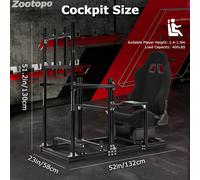 Zootopo Corsa Sim Cockpit Alluminio Con Sedile & TV Stand Fit Thrustmaster