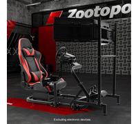 Zootopo Racing Sim Cockpit Semi Open Con Seat & Triple TV Stand Fit Logitech