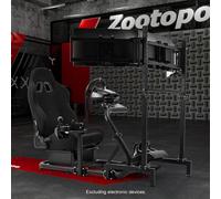 Zootopo Semi Open Racing Sim Cockpit Con Sedile Nero Triple Stand TV Fit FANATEC