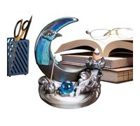 ZOOWMRALK Fornello for aromaterapia, bruciatore di incenso, riflusso del a Cascata | Diffusore con Supporto in Ceramica a Forma Luna, for Ambienti Domestici