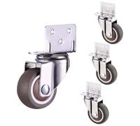 ZOOWMRALK Ruote girevoli da 1,25 Pollici - a Forma di L, 4 Pezzi for banco Lavoro e Mobile, Ruote silenziose, capacità carico 105 libbre