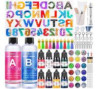ZOPALY Kit Resina Epossidica Trasparente 192 Pezzi - Stampi per Lettere e Numeri, Pigmenti Coloranti, Starter Kit per Creare Portachiavi