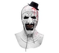 Zophlly Maschera Art The Clown con Mini Cappello, Terrifier Joker Mask per Costume Halloween Carnevale Horror Killer Clown Cosplay (Scary Maschera Clown)