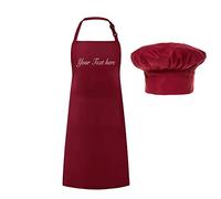 Zopmopae Grembiule Personalizzato Cappello da Cuoco Set, Grembiule con Bavaglino Regolabile Berretto da Cuoco Baker con Tasche, Personalizza Nome Testo Griglia Grembiule da Cuoco Grembiule da Cuoco