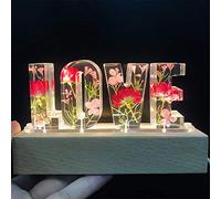 Zopmopae Nome personalizzato Lettera Lampada Personalizzata Lettere di fiori secchi Lampada a luce notturna Fiore Resina Lettera Luci Decorazione della casa Regalo per gli amanti della famiglia Amici