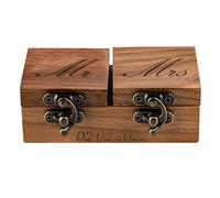 Zopmopae Scatola portafedi nuziali personalizzate, porta anello di fidanzamento in legno, portagioie personalizzato rustico inciso per cerimonia di nozze, scatola porta anello proposta