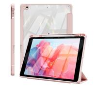 ZOPSGYU Custodia per iPad 9a generazione 2021/iPad 8a 2020/iPad 7a generazione 2019, custodia intelligente leggera a tre pieghe con portamatite, cover posteriore trasparente antiurto, funzione sleep