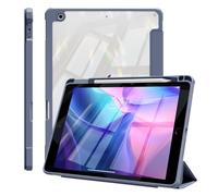 ZOPSGYU Custodia per iPad 9a generazione 2021/iPad 8a 2020/iPad 7a generazione 2019, custodia intelligente leggera a tre pieghe con portamatite, guscio posteriore trasparente antiurto, funzione sleep