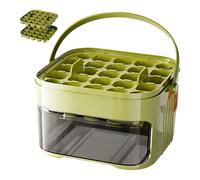 ZoraYorce 2 in 1 Ice Maker & Storage Bin Set con pressa a mano e tongs, ices Cube Tray Large Capacity Small Ices Bucket for DIY Cocktail Coffee Beverages (Green 2)