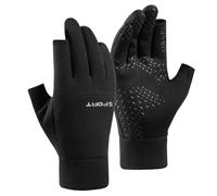 ZoraYorce Guanti da pesca a 2 dita senza calore, touchscreen, antiscivolo, per esterni, antivento, per arrampicata, allenamento, sollevamento pesi