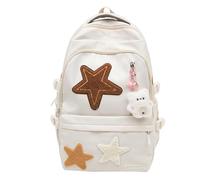 ZoraYorce Kawaii Solid Color Cute Aesthetic Zaino Lightweight Y2k Backpack with Cute Accessories Pendant Back To College Supplies, bianco, 18.11*12.6*7.48inch, Carino