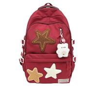 ZoraYorce Kawaii Solid Color Cute Aesthetic Zaino Lightweight Y2k Backpack with Cute Accessories Pendant Back To College Supplies, rosso vivo, 18.11*12.6*7.48inch, Carino