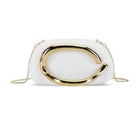 ZoraYorce Pochette da donna, colore nero, elegante, con pochette dorate, alla moda, da sera, per matrimoni, tempo libero, feste, balli, bianco, 190.00x40.00x100.00mm/7.48x1.57x3.94Zoll