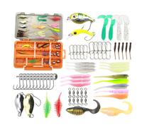 ZoraYorce Set di 63 esche da pesca, esche morbide e dure, ganci, girelle con scatola per tackle, set di esche da pesca per pesce persico, luccio, esche a manovella, accessori