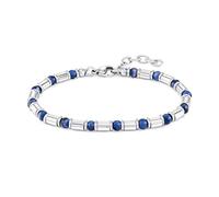 Zordixon Bracciale da uomo con perle di lapislazzuli blu e perle in acciaio inossidabile, misura regolabile 22 cm, gioiello alla moda elegante