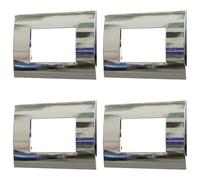 ZOREI 4 Pezzi Placche Compatibile Con Vimar Arkè, Placca Plastica Quadrata Serie Venus (3 Posti/Moduli, Cromato Lucido) (VA83301X4)