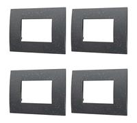 ZOREI 4 Pezzi Placche Compatibile Con Vimar Arkè, Placca Plastica Quadrata Serie Venus (3 Posti/Moduli, Nero Brillante) (VA83301X4)