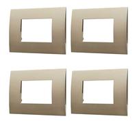 ZOREI 4 Pezzi Placche Compatibile Con Vimar Arkè, Placca Plastica Quadrata Serie Venus (3 Posti/Moduli, Bronzo) (VA83301X4)