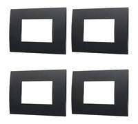 ZOREI 4 Pezzi Placche Compatibile Con Vimar Arkè, Placca Plastica Quadrata Serie Venus (3 Posti/Moduli, Nero) (VA83301X4)