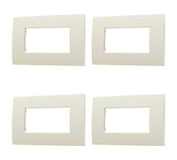 ZOREI 4 Pezzi Placche Compatibile Con Vimar Arkè, Placca Plastica Quadrata Serie Venus (4 Posti/Moduli, Sabbia), VA83301X4