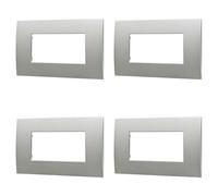 ZOREI 4 Pezzi Placche Compatibile Con Vimar Arkè, Placca Plastica Quadrata Serie Venus (4 Posti/Moduli, Silver) (VA83301X4)
