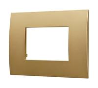 ZOREI Placca Compatibile Con Vimar Arkè, Placca Plastica Quadrata Serie Venus (3 Moduli/Posti, Oro), VA83301