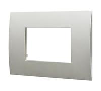 ZOREI Placca Compatibile Con Vimar Arkè, Placca Plastica Quadrata Serie Venus (3 Moduli/Posti, Silver), VA83301