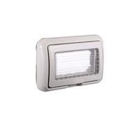 Placca con Coperchio, Supporto Stango Idrobox IP55, Compatibile con Bticino Living Light, Coperchio Modulo Cassetta (4 Posti/Moduli,Grigio)