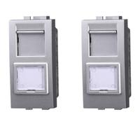 ZOREI Serie Frutti Prese Interruttori Pulsanti Grigio, Compatibile Con Bticino Living Light Grigio (2 pcs Presa Dati RJ45 CAT6)