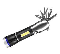 ZOREI Torcia Led Ricaricabile Multifunzione, Tagliacintura + Rompivetro + Coltello Multiuso + Led Cob Laterale, Impermabile IP65, Tascabile e Zoomabile