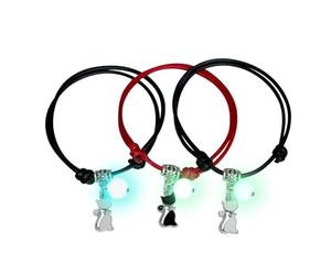 ZORESCOLEO 3 braccialetti per coppie, con luna e gatto, per amicizia, sorella, donna, uomo, desiderio gioielli, as the pic show, corda di cera acrilico