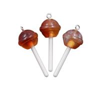 ZORESCOLEO 3 ciondoli rotondi a forma di stella a forma di lecca-lecca con rivestimento in resina resistente, per l'uso quotidiano casual, Love, Resina