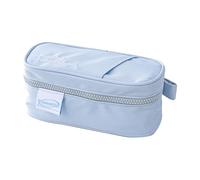 ZORESCOLEO Astuccio di grande capacità per matite e penne, organizer da scrivania, con cerniere, per scuola e ufficio, Blu, as the pic show