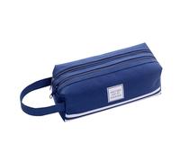 ZORESCOLEO Astuccio multifunzionale di grande capacità a doppio strato portapenne grandi scomparti in tela per studenti, blu navy, as the pic show