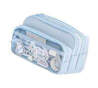 ZORESCOLEO Astuccio per matite di grande capacità, scomparti espandibili, multifunzionale, con cerniere, per studenti, Blu, as the pic show