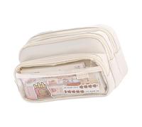 ZORESCOLEO Astuccio per matite di grande capacità, scomparti espandibili, multifunzionale, con cerniere, per studenti, bianco, as the pic show