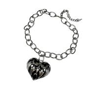 ZORESCOLEO Collana a catena cubana da donna con ciondolo a forma di cuore, lunghezza regolabile, gioielli fatti a mano per le donne, as the pic show, Metallo