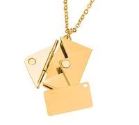 ZORESCOLEO Collana con medaglione a busta, in acciaio inox, oro e argento, con scritta "Love you secret", come da foto, in acciaio inox, as the pic show, Acciaio inossidabile
