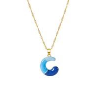 ZORESCOLEO Collana in lega con lettera colorata personalizzata, catena regolabile, da indossare tutti i giorni, con ciondolo a forma di lettera per le donne, as the pic show, Metallo