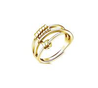 ZORESCOLEO Eleganti anelli aperti espandibili in oro con perline girevoli per donne adolescenti ragazze sollievo dallo stress, apertura regolabile, in metallo, Adjustable opening, Metallo