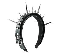 ZORESCOLEO Fascia per capelli in pelle PU con rivetti borchiati, copricapo rock punk, unisex, per adulti, concerti, abbigliamento casual e travestimento per Halloween