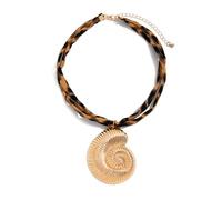 ZORESCOLEO Girocolli In Cotone Regolabile Collana Pendente Cuore Strati Catena Monili Lega Conch Stelle Marine Ciondolo Gioielli Per Le Donne, as the pic show, Materiali misti