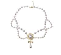 ZORESCOLEO Lussuoso due strati resina perle collare collana vintage corte francese gioielli collo per abiti matrimoni