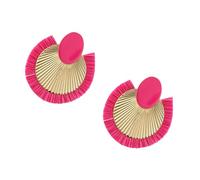 ZORESCOLEO Orecchini da donna a forma di ventaglio in lega di rafia con nappe e struttura in lega, adatti per l'uso quotidiano e per feste, as the pic show, Metallo