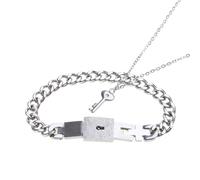 ZORESCOLEO Set di 2 braccialetti in acciaio con ciondolo a forma di chiave, idea regalo per la persona amata e l'amicizia, as the pic show, Metallo