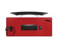 ZORESYN Tappetino per mouse da gaming - 1300x500mm Sottomano da Ufficio - Bordi cuciti, Base in Antiscivolo, Superficie in pelle PU, Adatto a Tastiere e Mouse, Computer e Portatil - rosso