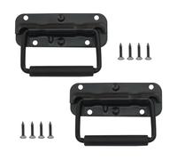 Zorfeter 2 maniglie nere caricate a molla da 10 cm, resistenti, impugnatura in gomma in acciaio inox, montaggio superficiale, maniglie pieghevoli per cassetta degli attrezzi e scatole di